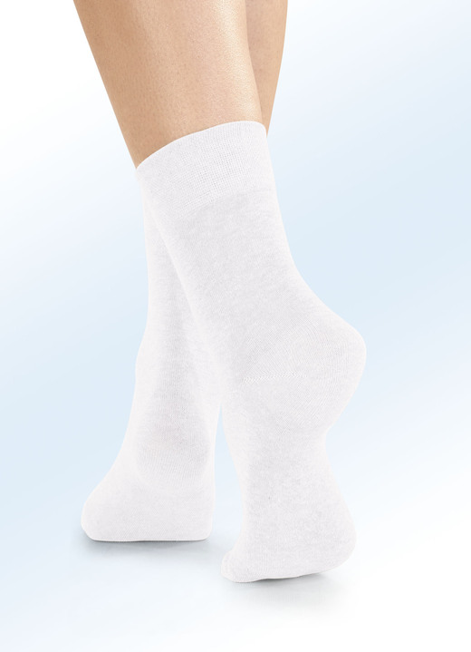 Strümpfe - Viererpack Socken mit BIO-Baumwolle, in Größe 1 (Schuhgr. 35-38) bis 3 (Schuhgr. 43-46), in Farbe 4X WEISS Ansicht 1