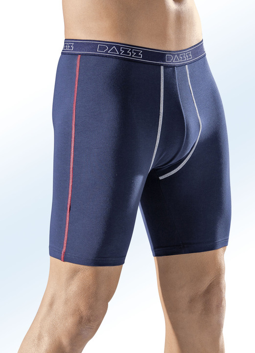 Unterhosen - Viererpack Longpants, uni mit Kontrastnähten, in Größe 005 bis 011, in Farbe NAVY Ansicht 1