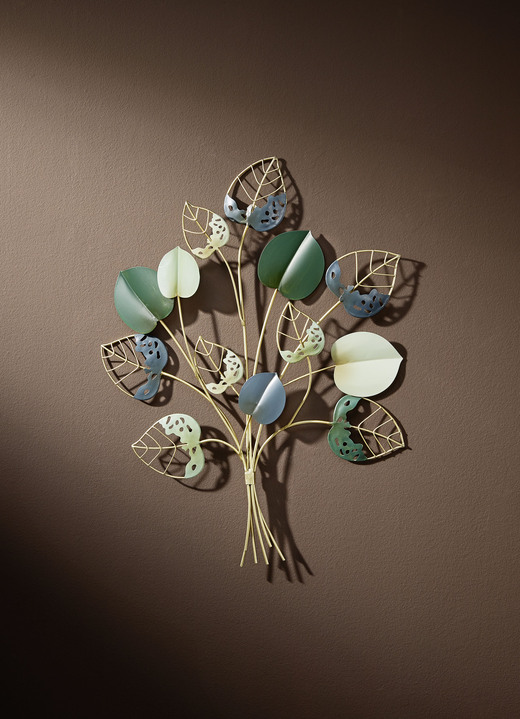Wohnaccessoires - Wanddekoration Blätter aus Eisen, in Farbe GRÜN-GOLD